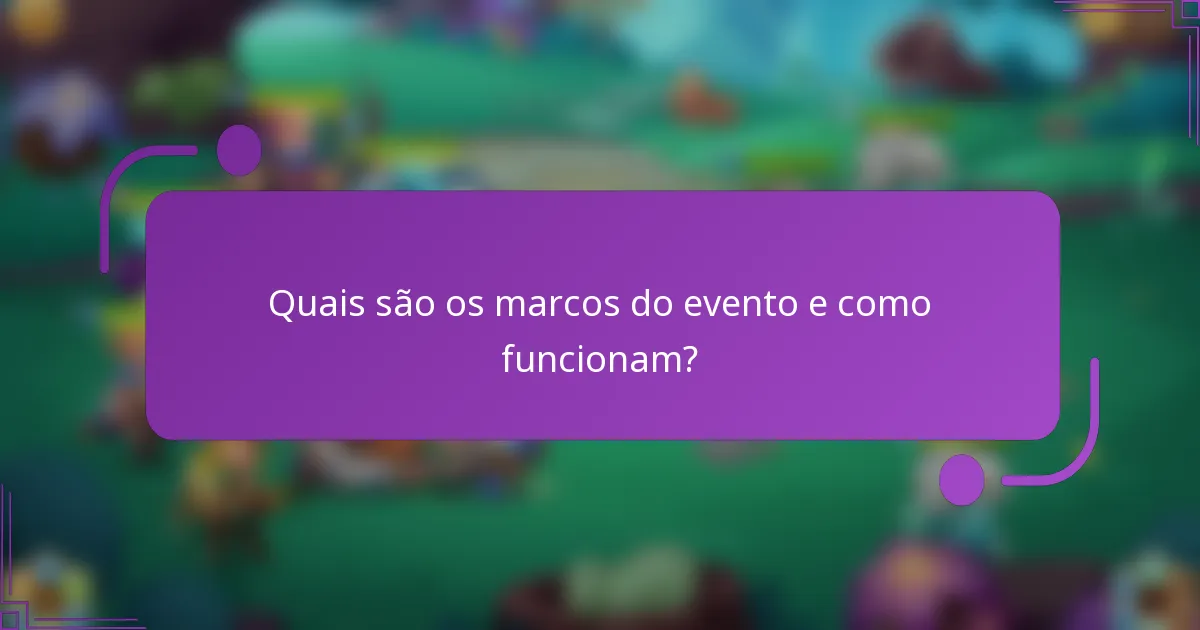 Quais são os marcos do evento e como funcionam?